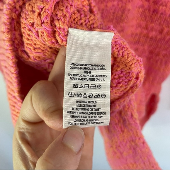 Free people hot tropics pullover sweater open knit oversized spring orange XS - Picture 8 of 8